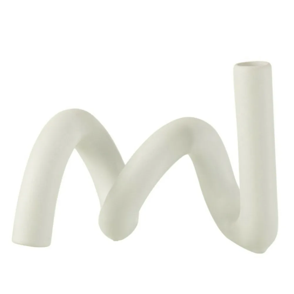 Paris Prix - Bougeoir design céramique "torsia" 25cm blanc