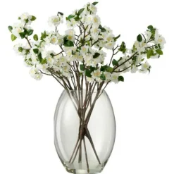 Paris Prix - Bouquet de fleurs artificielles en vase "floraison" 90cm blanc Outlet