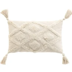 Paris Prix Objets De Décoration | - Coussin déco tufté à pompons "inca" 30x50cm beige