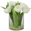 Paris Prix Vases Et Coupes | - Fleur artificielle & vase "tulipes" 22cm blanc