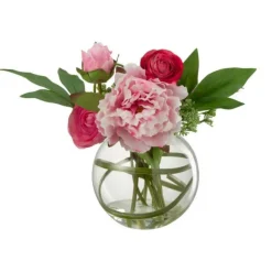 Paris Prix Bouquets De Fleurs | - Fleur artificielle & vase "pivoine renoncule" 30cm rose