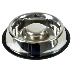 Paris Prix - Gamelle anti-glouton chien & chat "inox" 30cm argent Hot