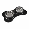 Paris Prix - Gamelle double pour chien "forme os" 45cm noir Best