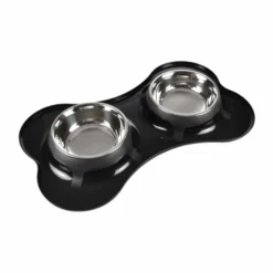 Paris Prix - Gamelle double pour chien "forme os" 45cm noir Best