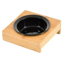 Paris Prix - Gamelle en céramique "support bambou" 14cm noir Discount