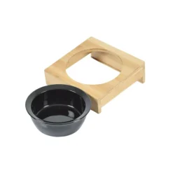 Paris Prix - Gamelle en céramique "support bambou" 14cm noir Discount