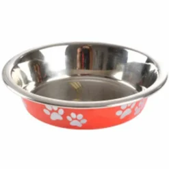 Paris Prix - Gamelle pour chien & chat "motifs pattes" 12cm rouge Clearance