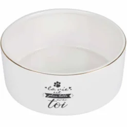 Paris Prix - Gamelle pour chien & chat "la belle vie" 16cm blanc Online