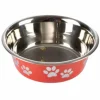 Paris Prix Gamelles Et Autres Accessoires | - Gamelle pour chien & chat "motifs pattes" 21cm rouge
