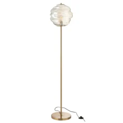 Paris Prix Eclairage D’Extérieur | - Lampadaire en verre "ruche" 156cm cognac clair