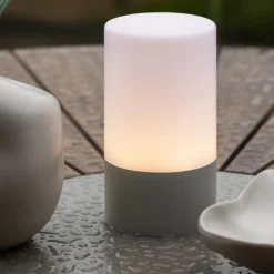 Paris Prix - Lampe à poser d'extérieur led "tubu" 18cm gris New