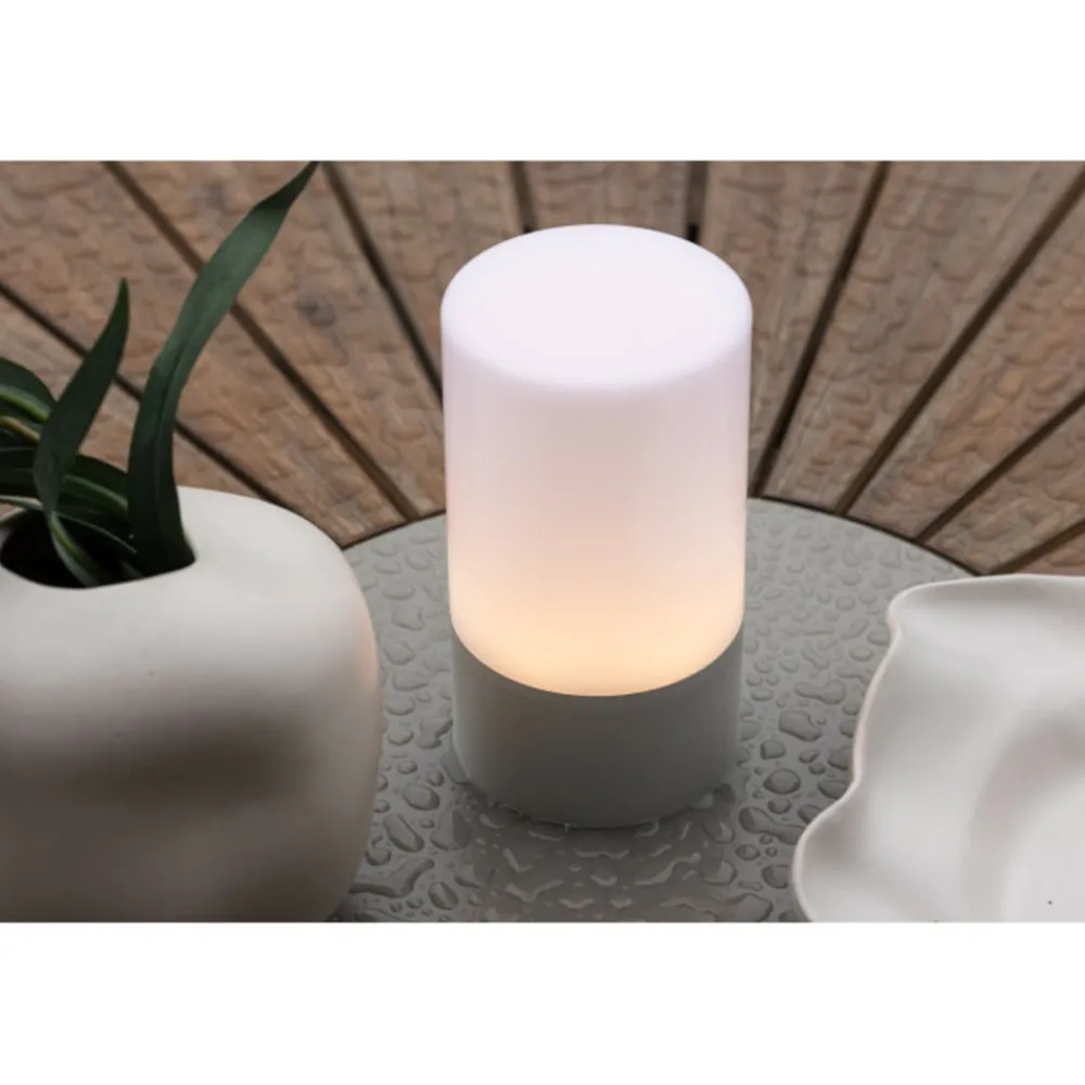 Paris Prix - Lampe à poser d'extérieur led "tubu" 18cm gris New