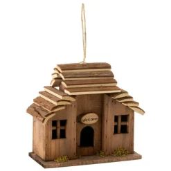 Paris Prix - Nichoir déco en bois "welcome" 24cm marron Clearance