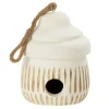 Paris Prix Cages, Volières Et Accessoires | - Nichoir pour oiseaux en bois "ying" 27cm blanc & naturel
