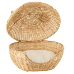 Paris Prix - Panier pour chat en rotin "coussin" 60cm beige Sale