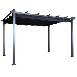 Paris Prix - Pergola avec toit "lazio" 395cm noir Discount