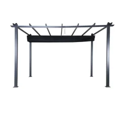 Paris Prix - Pergola avec toit "lazio" 395cm noir Discount