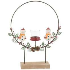 Paris Prix Bougies, Senteurs Et Bien-Être | - Photophore cercle "bonhommes de neige" 28cm multicolore