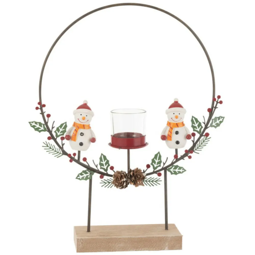 Paris Prix Bougies, Senteurs Et Bien-Être | - Photophore cercle "bonhommes de neige" 28cm multicolore