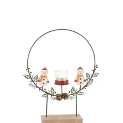 Paris Prix Bougies, Senteurs Et Bien-Être | - Photophore cercle "bonhommes de neige" 28cm multicolore