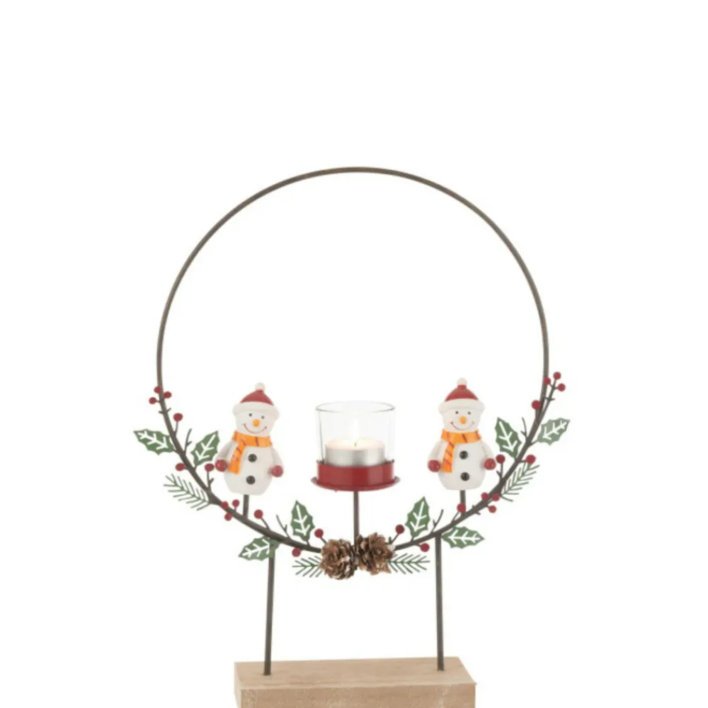 Paris Prix Bougies, Senteurs Et Bien-Être | - Photophore cercle "bonhommes de neige" 28cm multicolore