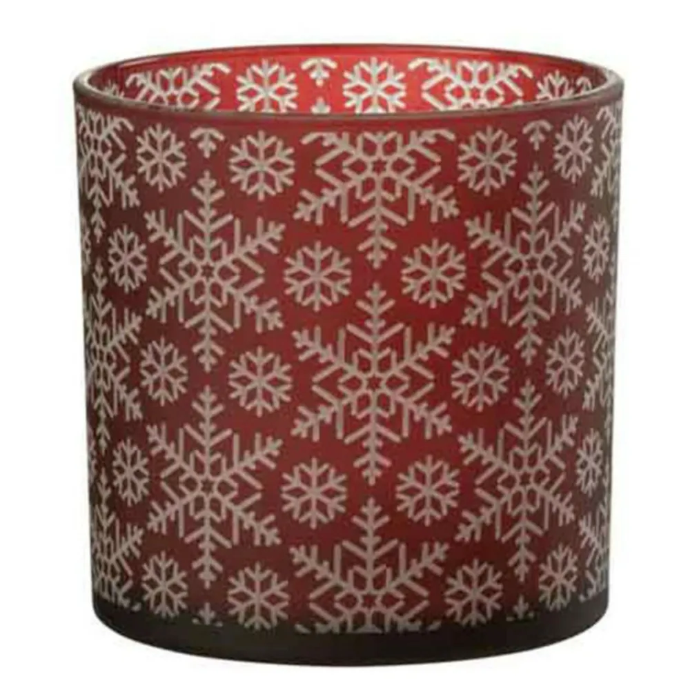 Paris Prix Bougies, Senteurs Et Bien-Être | - Photophore design en verre "neige" 15cm rouge
