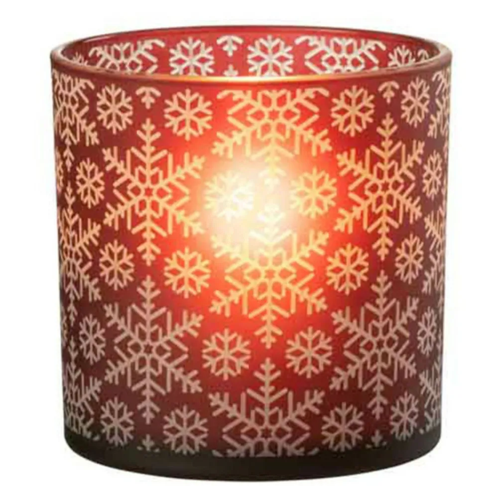 Paris Prix Bougies, Senteurs Et Bien-Être | - Photophore design en verre "neige" 15cm rouge
