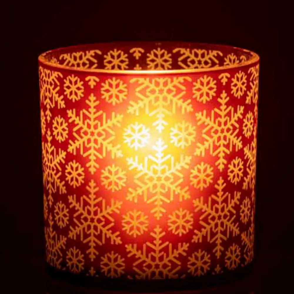 Paris Prix Bougies, Senteurs Et Bien-Être | - Photophore design en verre "neige" 15cm rouge