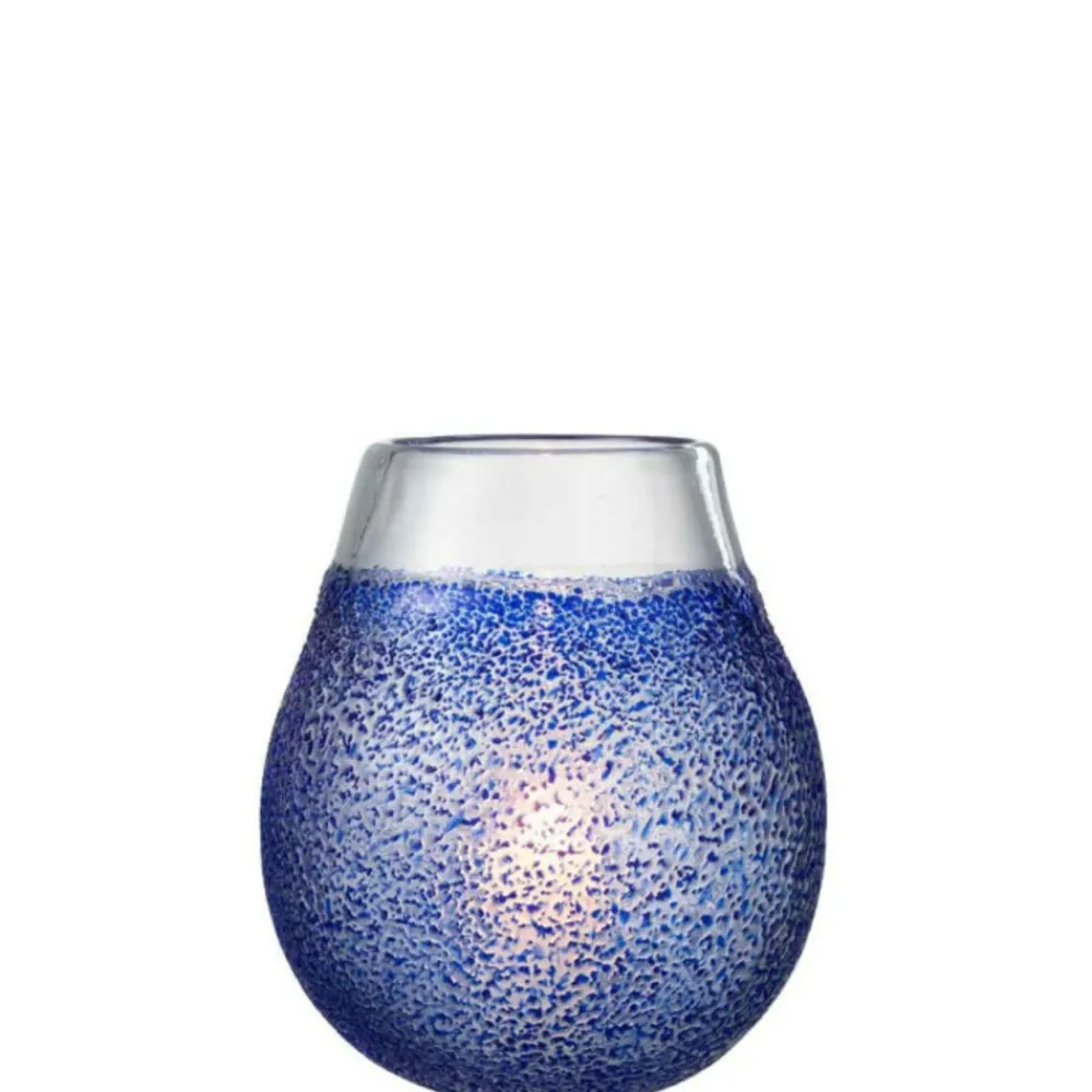 Paris Prix Bougies, Senteurs Et Bien-Être | - Photophore design en verre "santorini" 25cm bleu