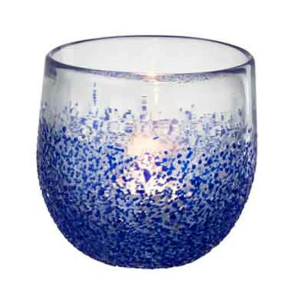 Paris Prix Bougies, Senteurs Et Bien-Être | - Photophore design en verre "santorini" 10cm bleu