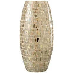 Paris Prix Bougies, Senteurs Et Bien-Être | - Photophore design en verre "mosaïque" 35cm beige