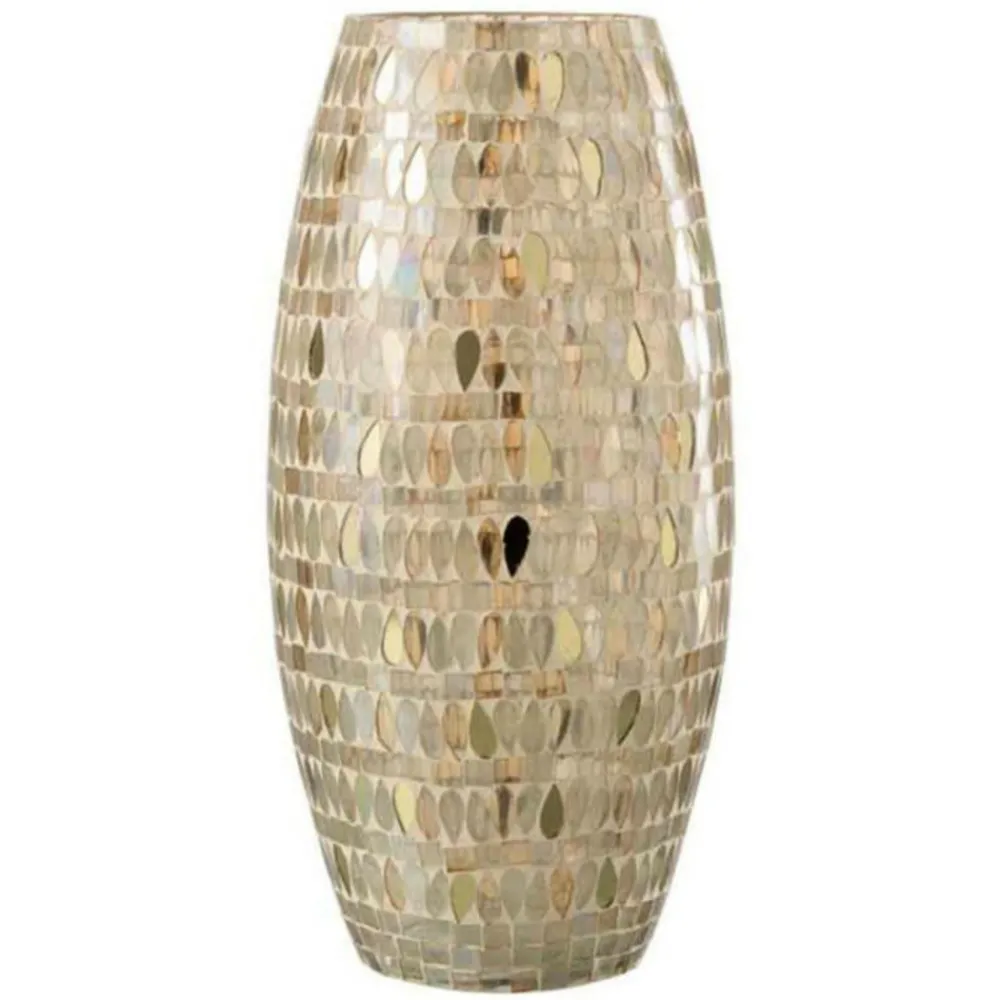 Paris Prix Bougies, Senteurs Et Bien-Être | - Photophore design en verre "mosaïque" 35cm beige