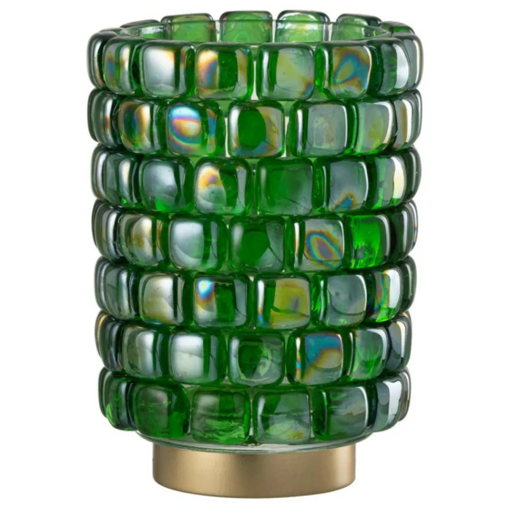 Paris Prix Bougies, Senteurs Et Bien-Être | - Photophore en verre "mosaïque" 20cm vert