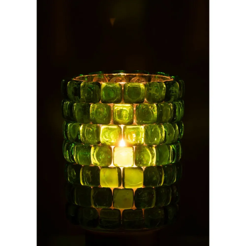 Paris Prix Bougies, Senteurs Et Bien-Être | - Photophore en verre "mosaïque" 20cm vert