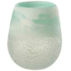Paris Prix - Photophore en verre design "scavo" 16cm aqua
