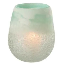 Paris Prix - Photophore en verre design "scavo" 16cm aqua