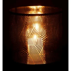Paris Prix - Photophore en verre "triangle rayé" 24cm marron