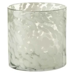 Paris Prix - Photophore en verre "tâche" 18cm gris & blanc Outlet