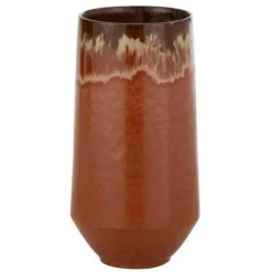 Paris Prix - Vase allongé en céramique "aline" 40cm rouge Discount