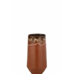 Paris Prix - Vase allongé en céramique "aline" 40cm rouge Discount