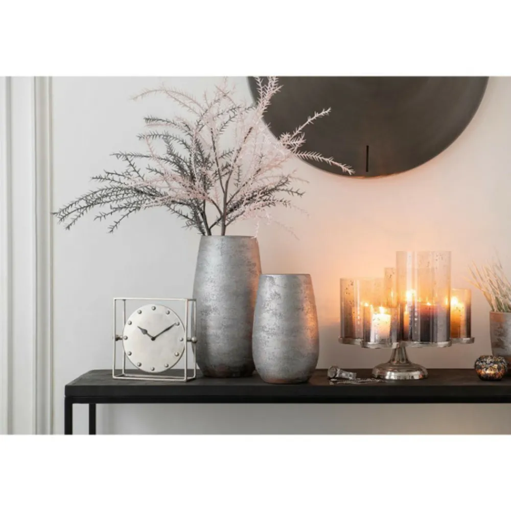 Paris Prix - Vase déco "irrégulier rugueux" 31cm argent