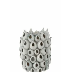 Paris Prix - Vase design "anémone céramique" 32cm bleu