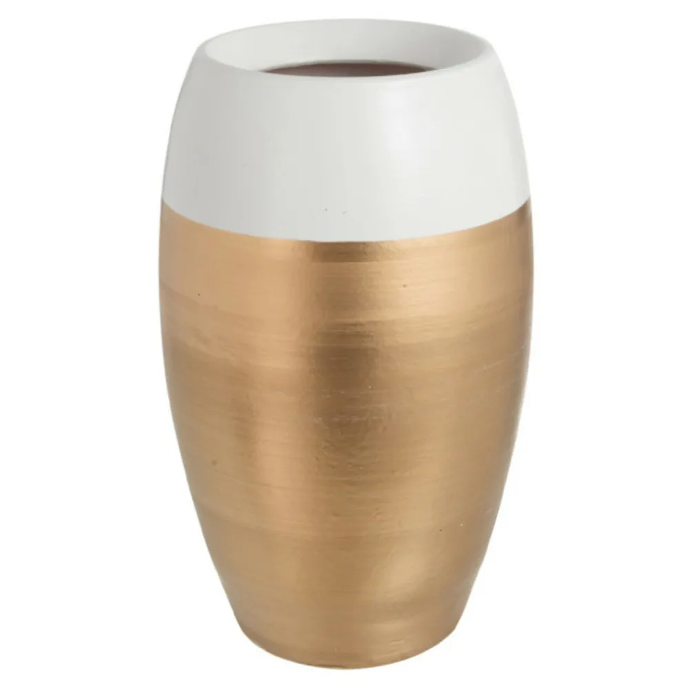 Paris Prix Vases Et Coupes | - Vase design "bord terre cuite" 30cm blanc & or