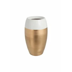 Paris Prix Vases Et Coupes | - Vase design "bord terre cuite" 30cm blanc & or