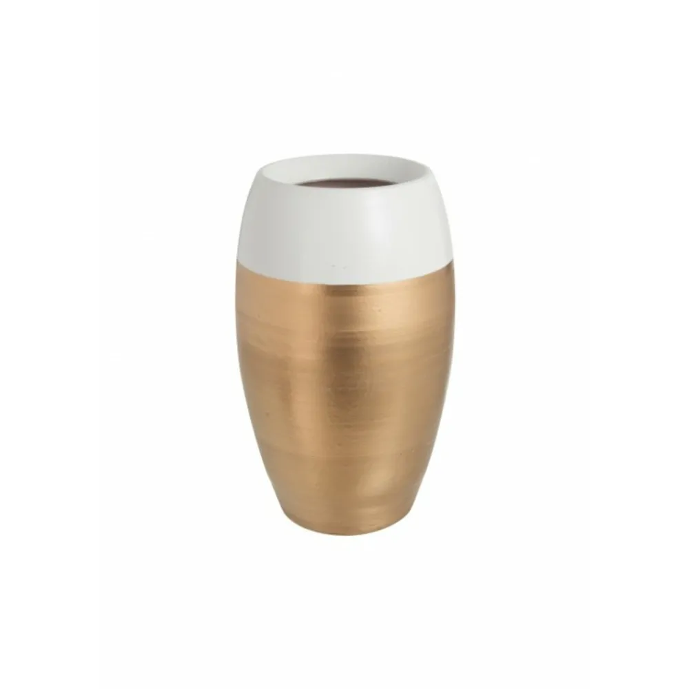 Paris Prix Vases Et Coupes | - Vase design "bord terre cuite" 30cm blanc & or