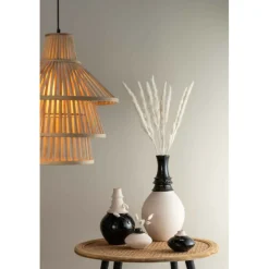 Paris Prix Vases Et Coupes | - Vase design "col haut" 26cm noir & beige