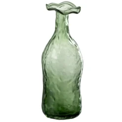 Paris Prix - Vase design en verre "eclosion" 27cm vert Outlet