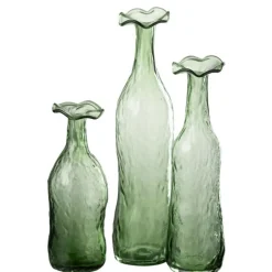 Paris Prix - Vase design en verre "eclosion" 27cm vert Outlet