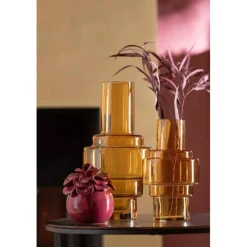 Paris Prix Vases Et Coupes | - Vase design en verre "rino" 35cm ocre