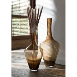 Paris Prix Vases Et Coupes | - Vase design en verre "joni" 70cm marron ambre